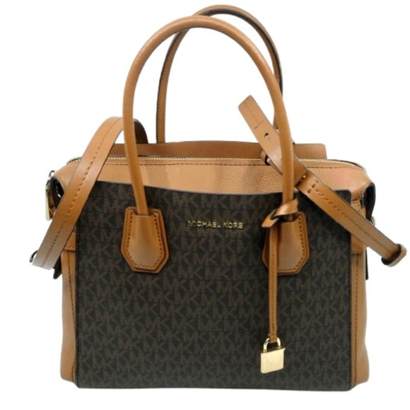 Michael Kors Handbags - Michael Kors~Mercer~Belted Satchel Crossbody Brown Leather 3 Compartment